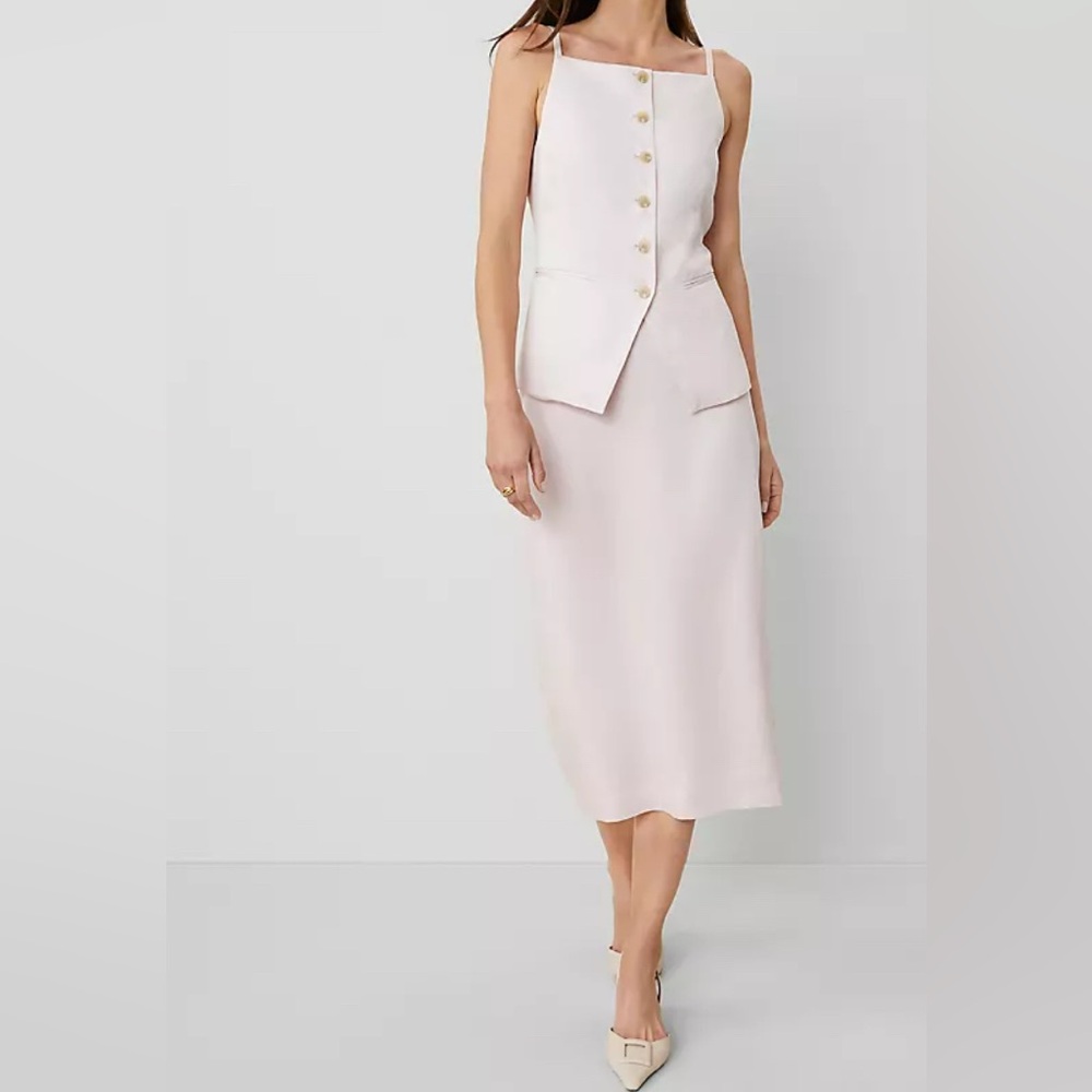 Ann Taylor Sateen Column Midi Skirt